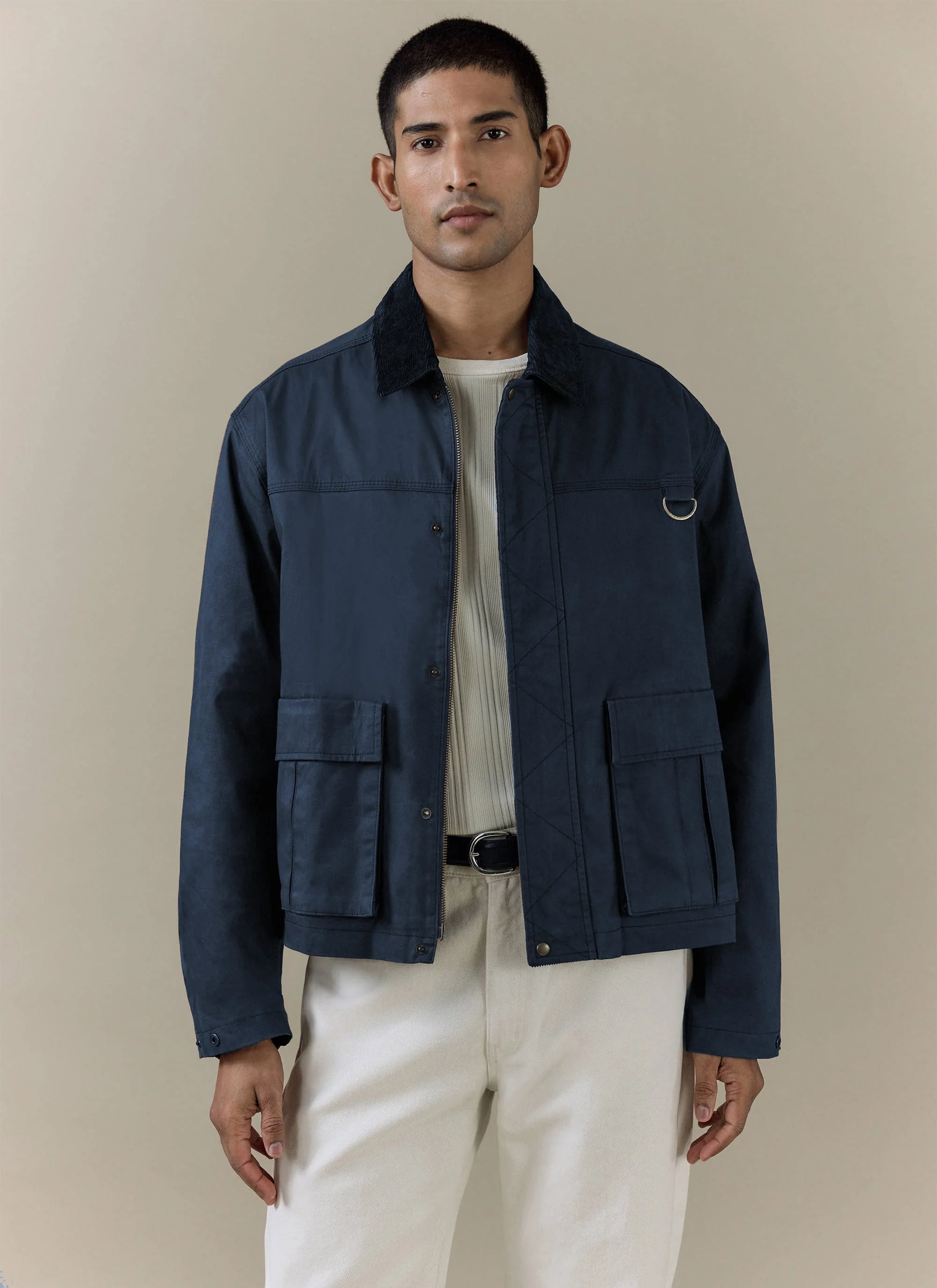 Wax Zip Jacket | Cotton | Navy
