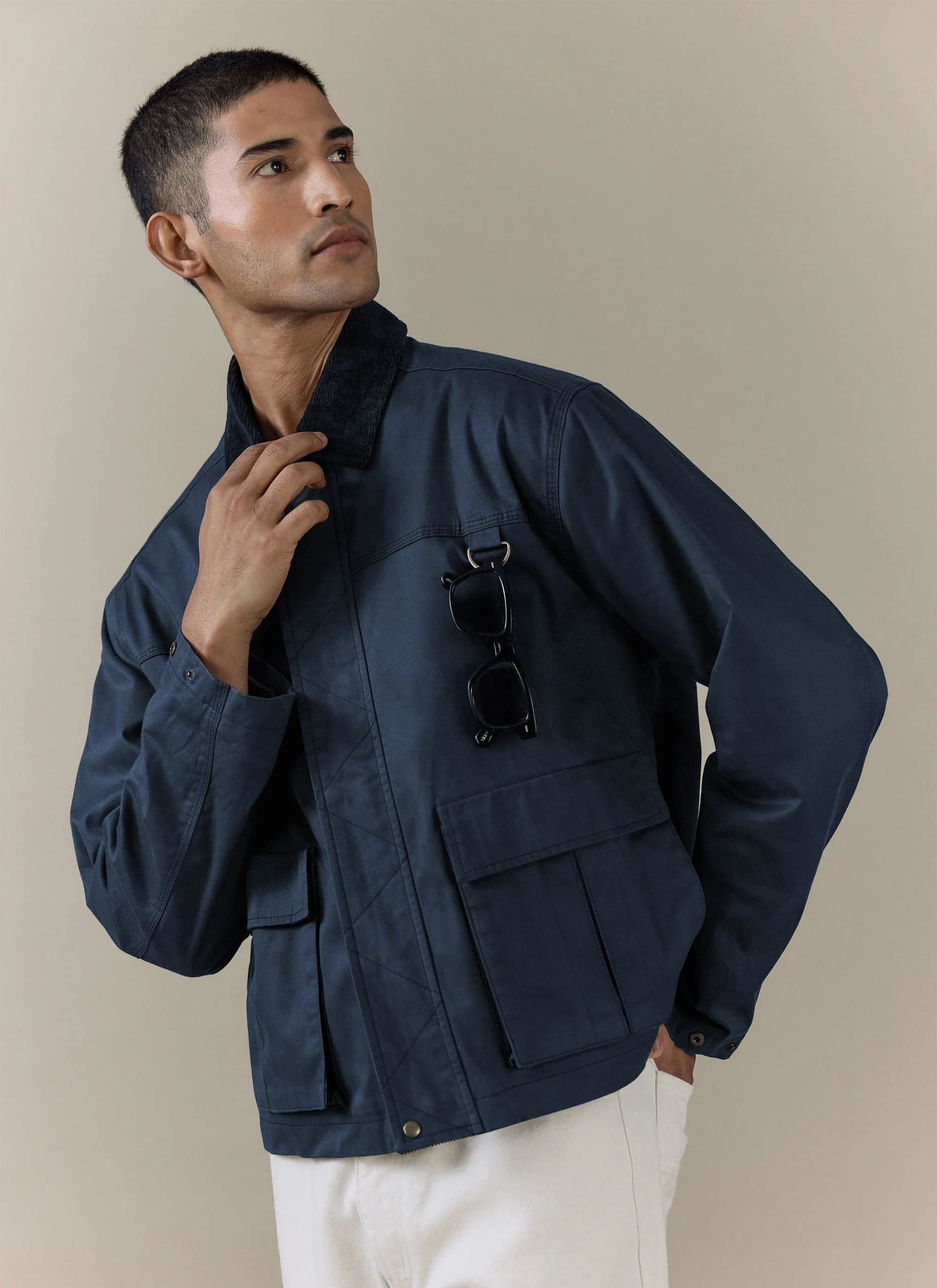 Wax Zip Jacket | Cotton | Navy - Image 4
