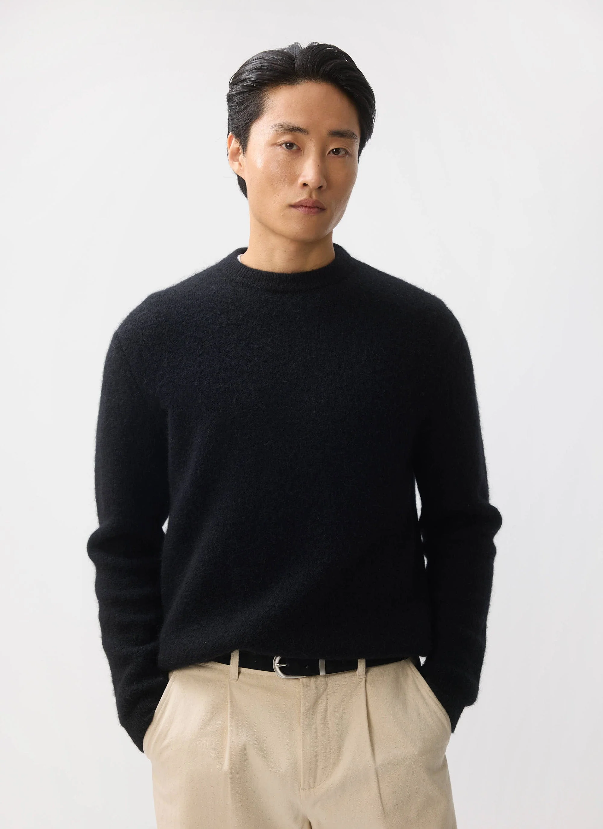 White Glove Crew Neck Jumper | Mohair | Black