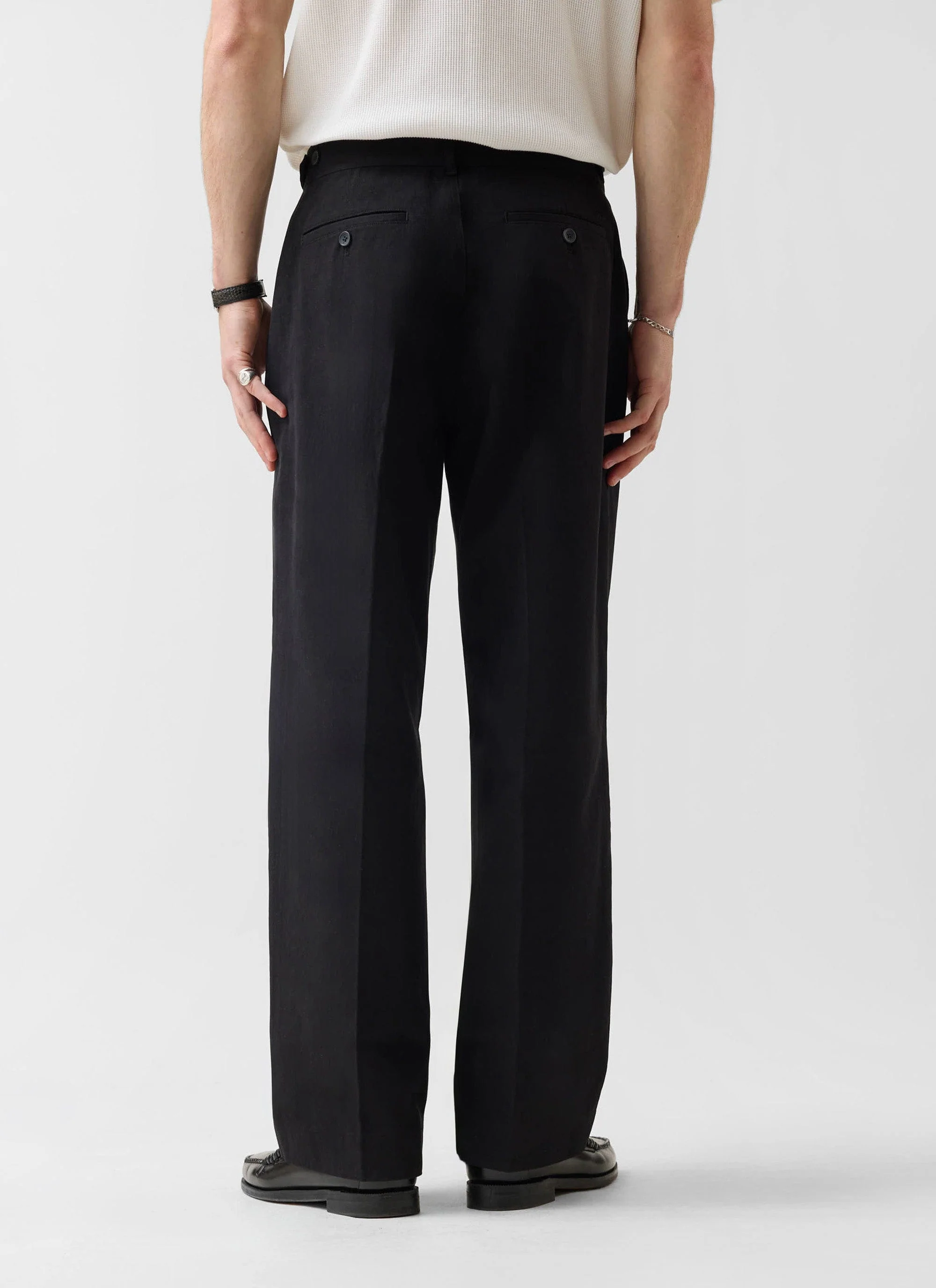 Wide Leg Chino | Cotton | Black - Image 5