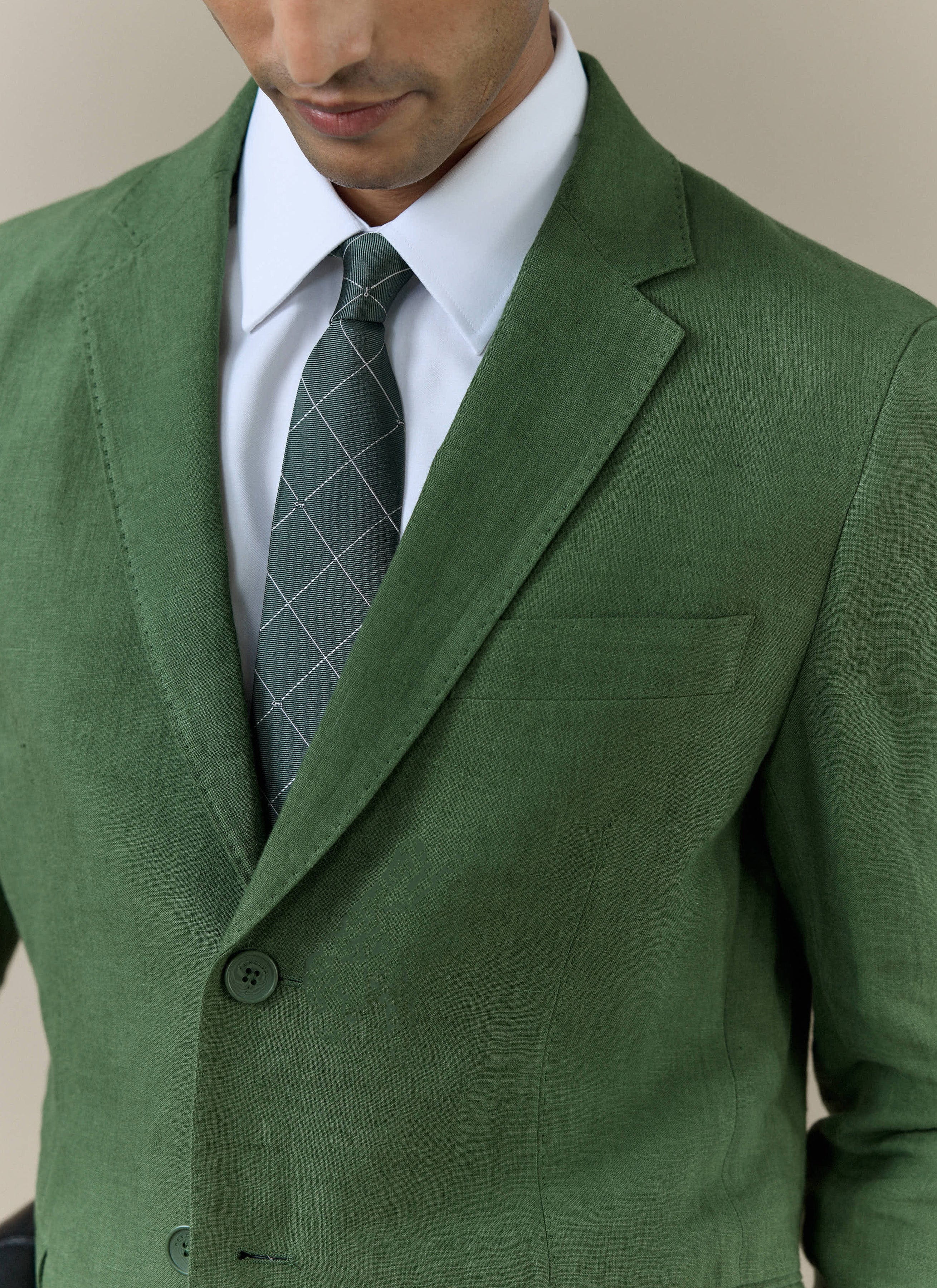 Window Pane Key Jacquard Tie | Silk | Forest