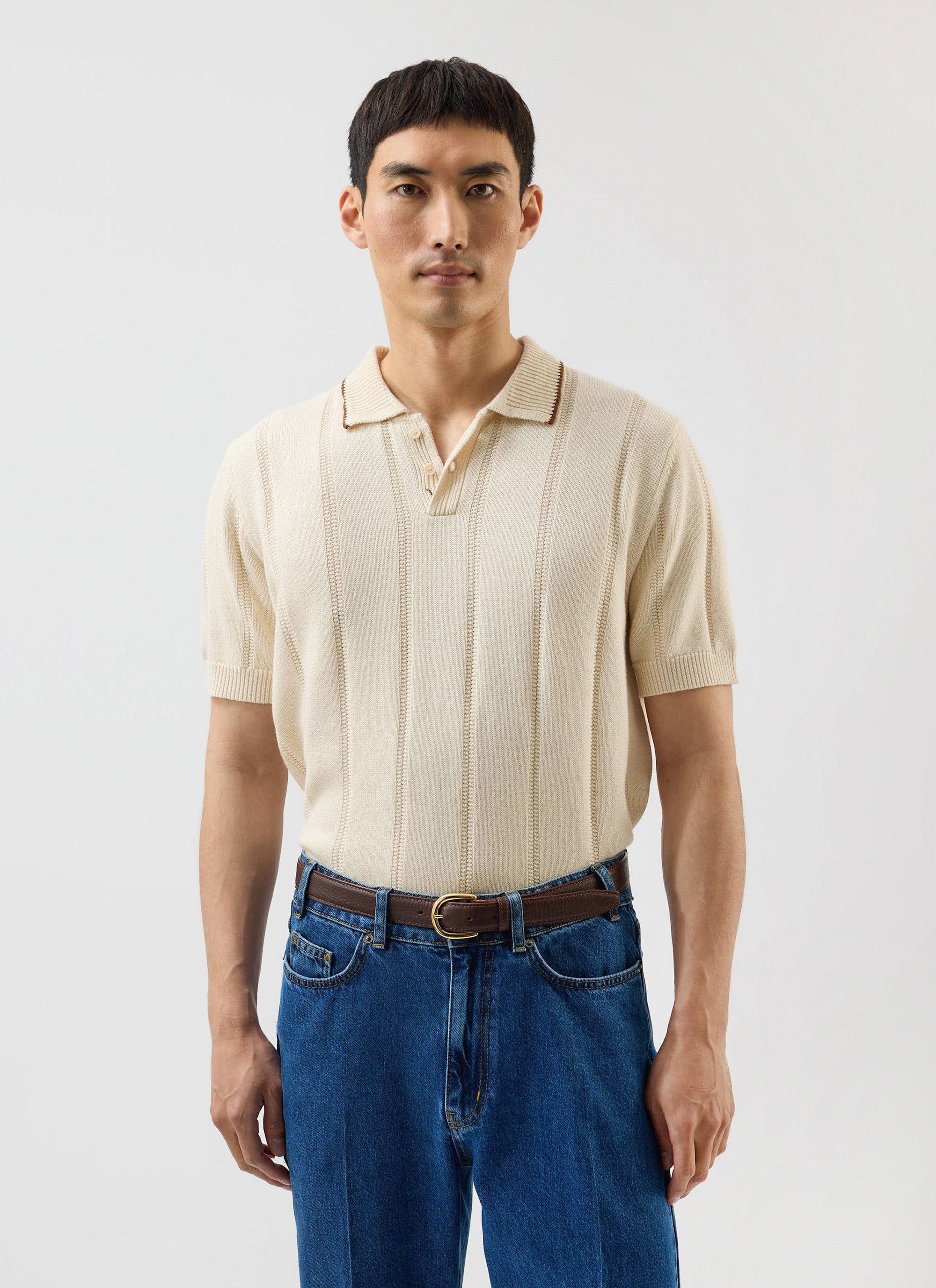Wool Knitted Polo | Percival x Warren | Cream - Image 6